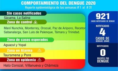 En zona de alarma permanecen tres municipios de Casanare por casos notificados de Dengue